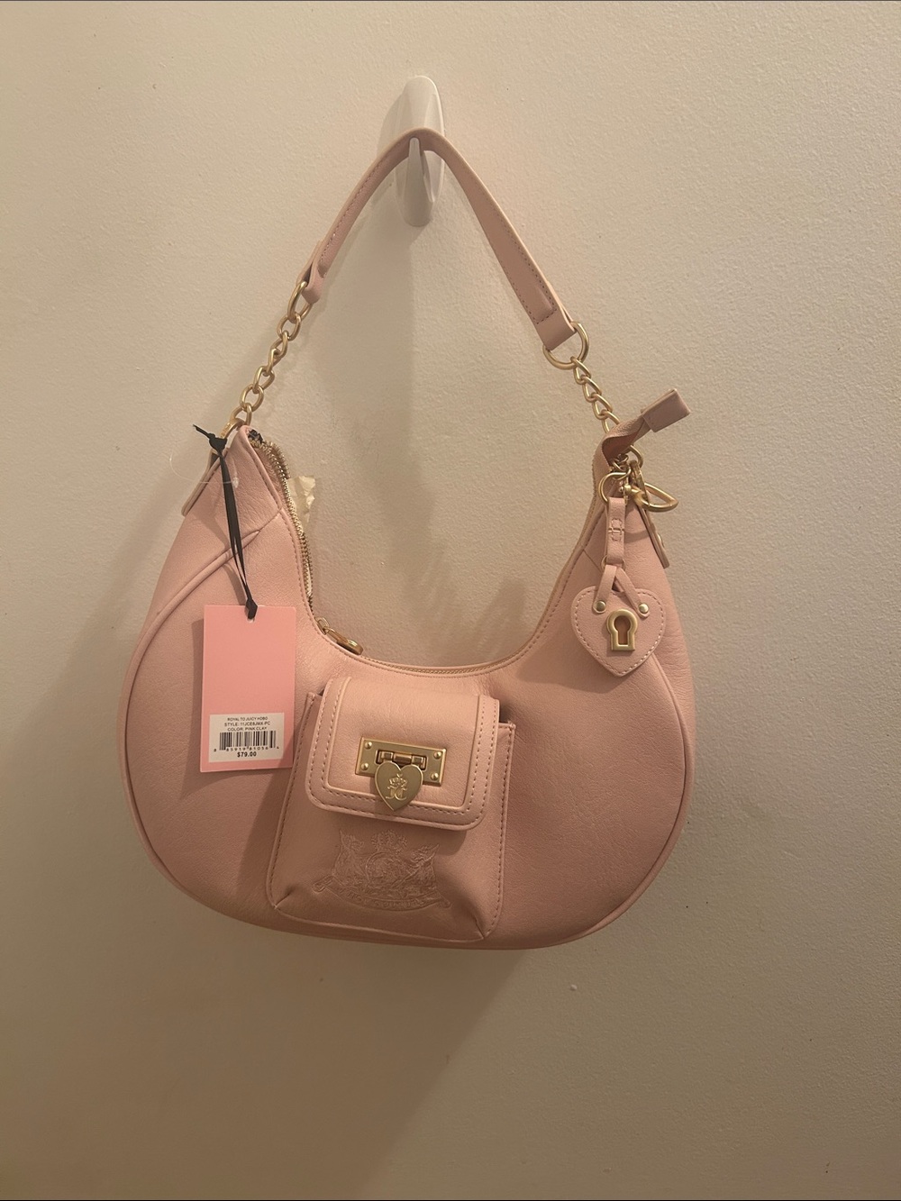 Juicy Couture  Pink Shoulder Hobo Bag with Gold Hardware